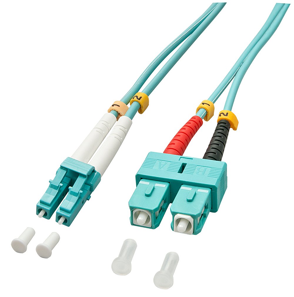 Cable Lindy 15m Om3 Lc - Sc Duplex De Fibra Óptica E Infiniband Turquesa