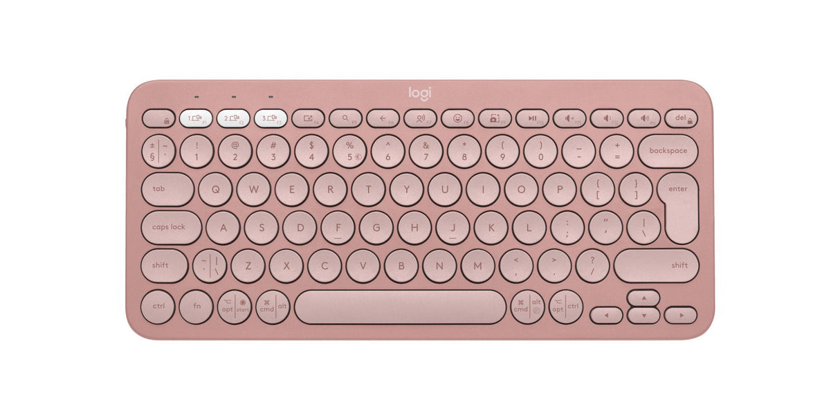 Teclado Inglés Logitech Pebble Keys 2 K380s Rf Wireless + Bluetooth Qwerty Internacional De Ee.Uu. Rosa