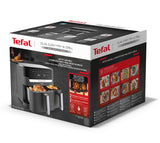 Freidora De Aire Caliente Doble Tefal Dual Easy Fry & Grill Negra, 2.700 Vatios, 2 Cestos 5,2 Litros + 3,1 Litros Ey905b