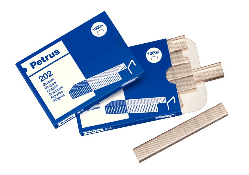Petrus Caja De 1000 Grapas 202 Galvanizadas - Hasta 10 Hojas - Patilla De 4mm