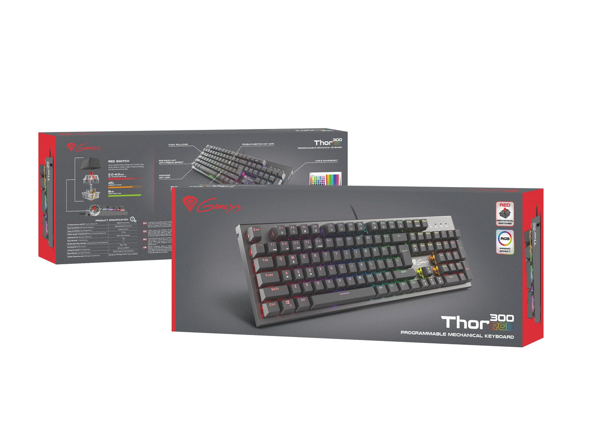 Teclado Gaming Genesis Thor 300 Red Swicth Rgb
