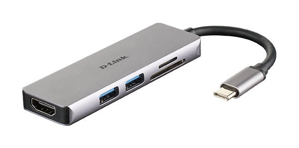 Hub Usb-Tipo C 5 En 1 D-Link Dub-M530  2*Usb 3.0 1*Usb Tipo-C 1*Hdmi Lector Tarjetas Sd/Microsd/Sdhc/Sdxc Plug And Play
