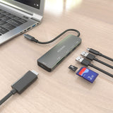 Aisens Usb-C Dock 6 En 1, Usb-C A 1xhdmi, 2xusb-A, 1xusb-C Pd 100w, 1xsd, 1xmicro Sd, Gris, 15cm