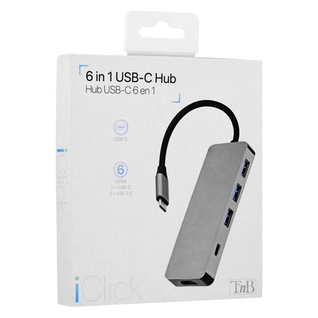 EAN 3303170099414 - T'nB HUBALU6 base para portátil y replicador de puertos USB 3.2 Gen 1 (3.1 Gen 1) Type-C Gris imagen 8