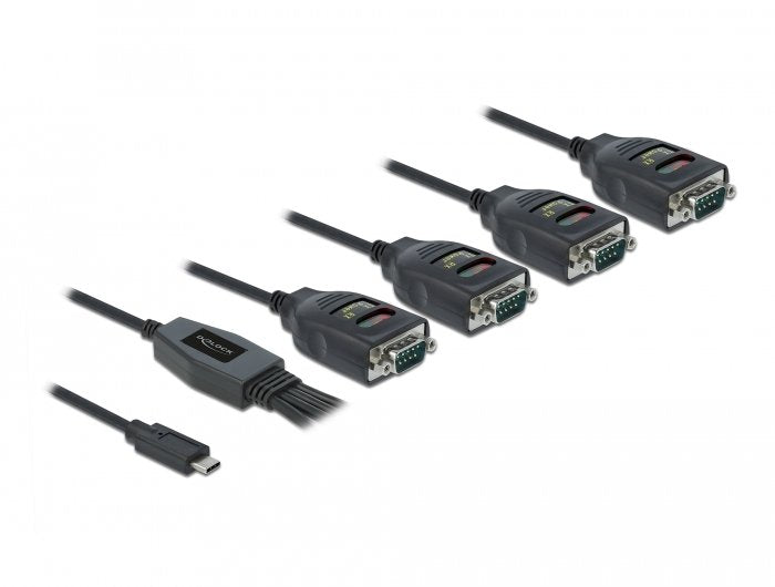 Delock Adapter Usb Type-C Zu 4 X Seriell Rs-232 Db9 Mit 15 Kv Esd Schutz