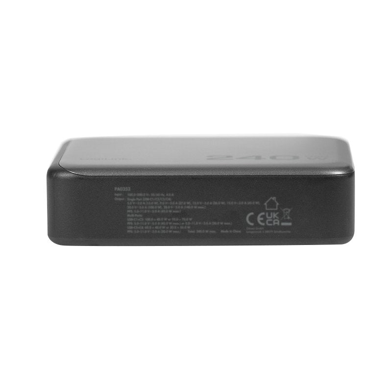 Cargador Usb-C Gan De 240 W, 4 Puertos Usb-C Pd 3.1, 240 W, Inteligente, Negro Logilink