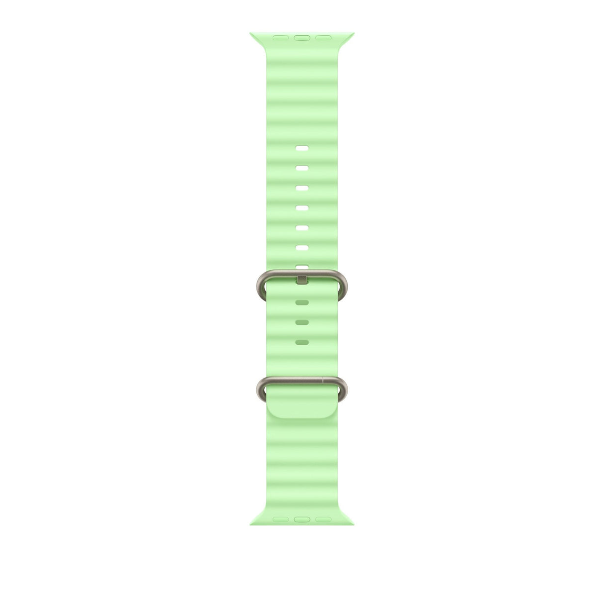 49mm Neon Green Ocean Band - Natural Titanium Finish