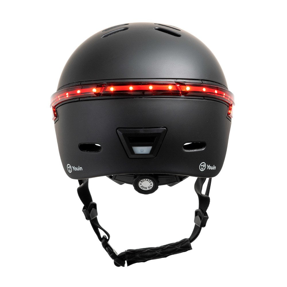 Casco Youin Homologado Color Negro Talla L/M Con Leds Y Trasero Con Mando Bluetooth Para Control Intermitente Led