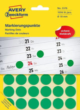 Avery Zweckform Klebepunkte 3376 Verde Ø 18,0 Mm, 1.056 Unidades