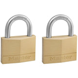 2x 50mm Brass Padlock - 25mm Hardened Steel Shackle, Diam. 7mm - 5 Pins