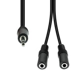 3-Pin To 2x 2-Pin Cable M-F  Black 20cm