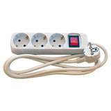 3-StikdSe Schuko, M.  Afbryder 3,0m, Hvid, H05vv-F