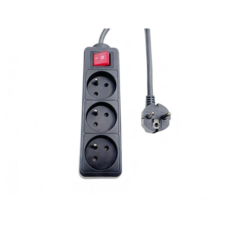 3-Way Power Strip On/Off  Switch French Type E, 1.5m