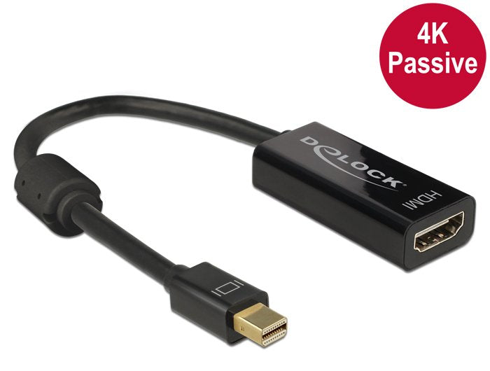 Delock Adaptorcable Mini Displayport 1.2 Plug > Hdmi Socket Black 4k Passive