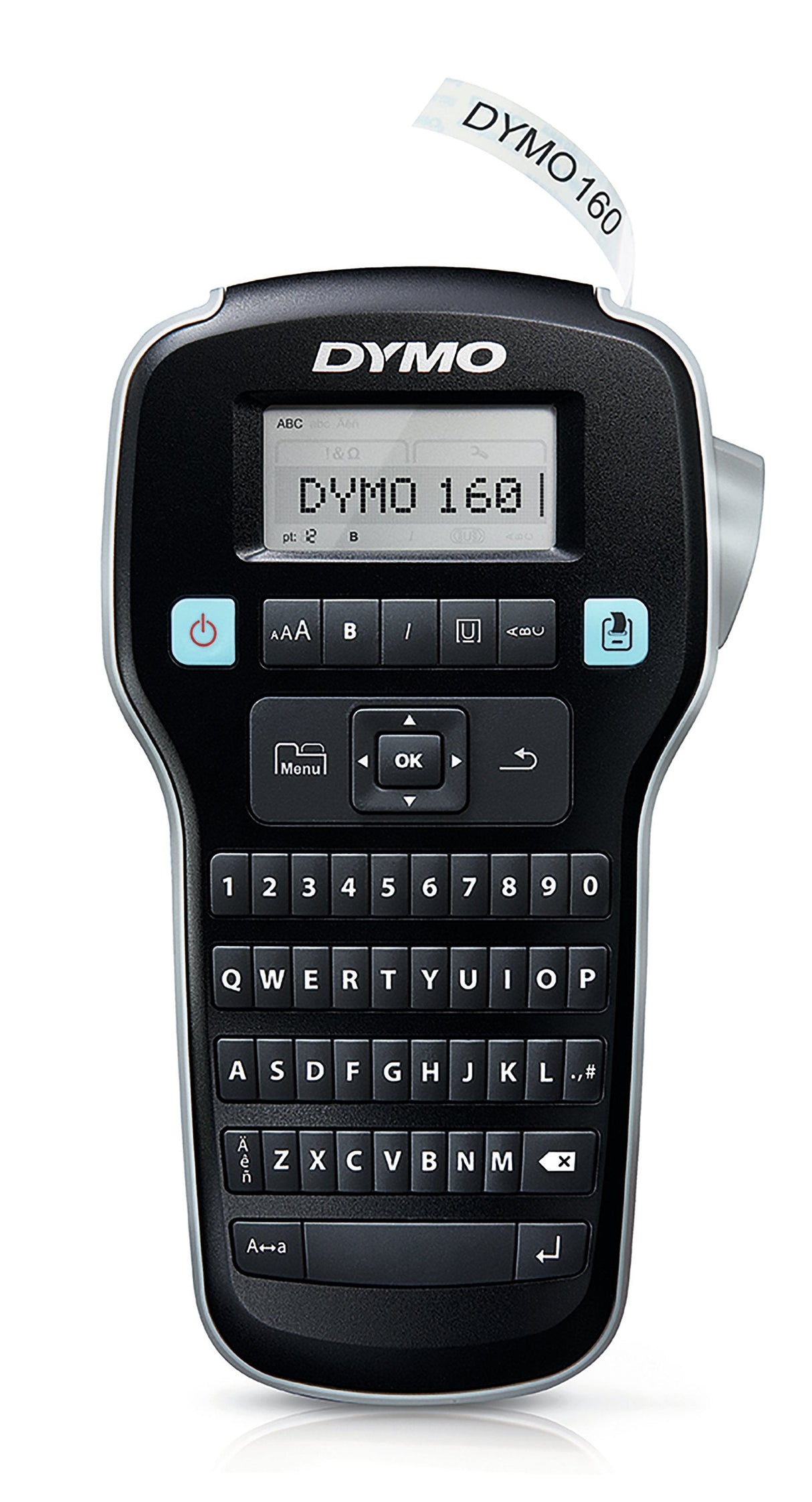Rotuladora Electrónica Dymo Label Manager 160 V2 Negro/Plata Ancho Etiqueta 1.2cm Teclado Qwerty Cinta D1 6*Pilas Aa No Incluidas