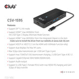 Club3d Usb-7-In1-Hub Usb-C > 2xhdmi/2xusb/Rj45/Usb-C 100w Retail