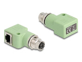 Delock M12 Adapter X-Kodiert 8 Pin Buchse Zu Rj45 Buchse Cat.5e Mit Befestigungsloch 90° Gewinkelt Grün