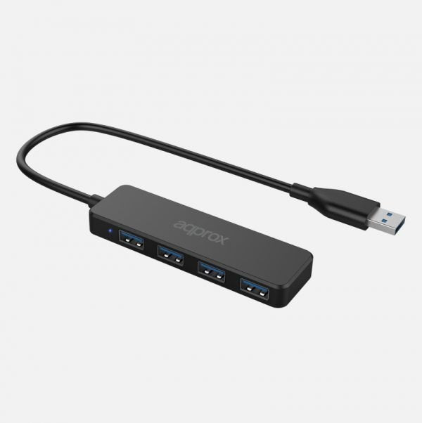 Hub 4 Puertos Usb 3.0 Negro Approx 4xusb3.0/ Usb-A