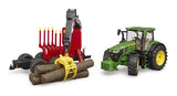 Vehículo Bruder John Deere 7r 350 M Remolque De Expedición (Verde/Rojo, Incl. 4 Troncos De Árboles)