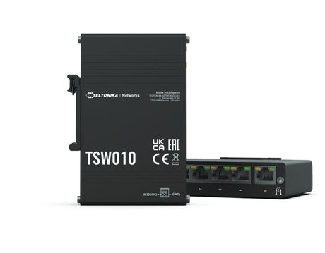 EAN 4779051840274 - Teltonika TSW010 DIN Rain Switch 5 x Fast Ethernet (10/100) Energía sobre Ethernet (PoE) Negro imagen 1