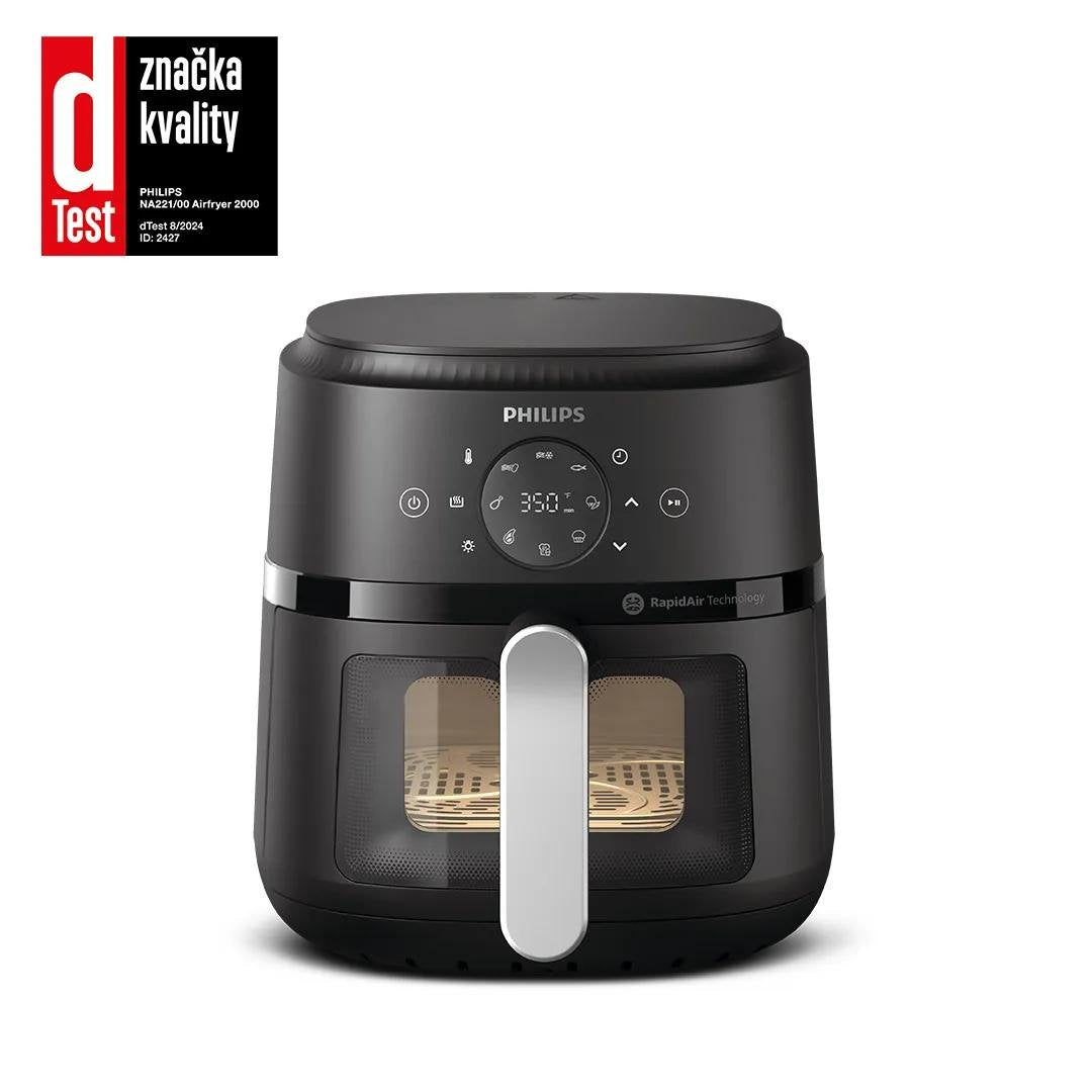 EAN 8720389034770 - Philips 2000 series NA221/00 freidora Sencillo Independiente 1500 W Freidora de aire caliente Negro, Plat imagen 2