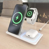 Aisens Cargador Inalambrico Usb-C 3 En 1 De 15w Para Movil, Apple Watch, Ariculares Con Estuche De Carga, Blanco