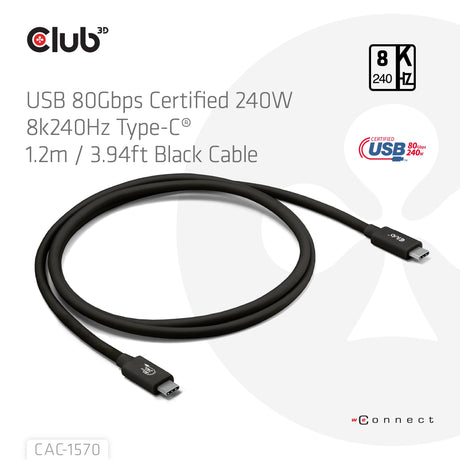 EAN 8719214473266 - CLUB3D CAC-1570 cable USB USB4 Gen 2x2 1,2 m USB C Negro imagen 2