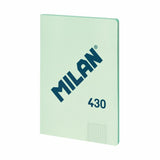 Milan Libreta Encolada Formato A4 Cuadricula 5x5mm - 48 Hojas De 95 Gr/M2 - Microperforado - Tapa Blanda - Color Verde