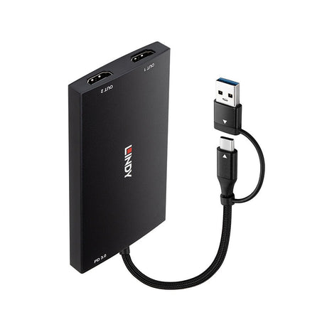 EAN 4002888434300 - Lindy 43430 adaptador de cable de vídeo 0,11 m USB Tipo C 2 x HDMI Negro imagen 1