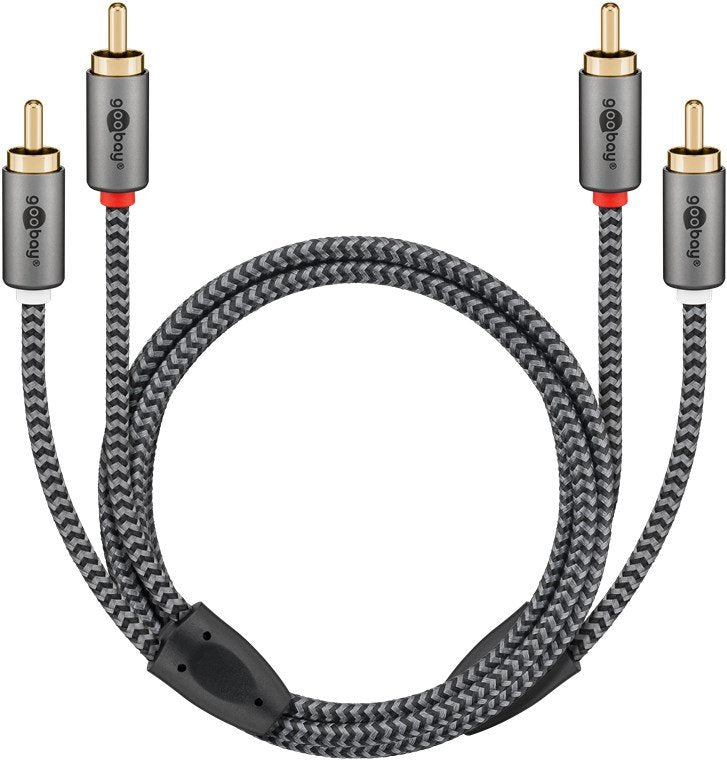 Cable  0,50m  2xrca M 2xrca M Flexiplus Nylon Goobay