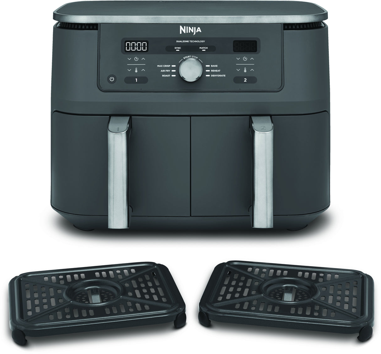 EAN 0622356322676 - Ninja DZ400EU freidora Doble 9,5 L Independiente 2470 W Freidora de aire caliente Gris imagen 7