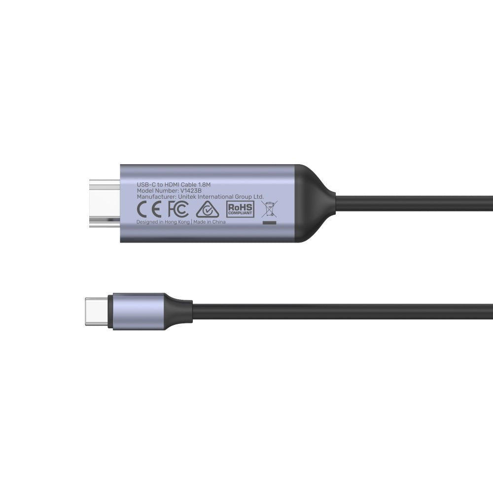 EAN 4894160048257 - UNITEK V1423B adaptador de cable de vídeo 1,8 m USB Tipo C HDMI imagen 5