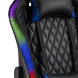 Gaming Chair, W Lumbar Support, Rgb Lights, Negro Azul
