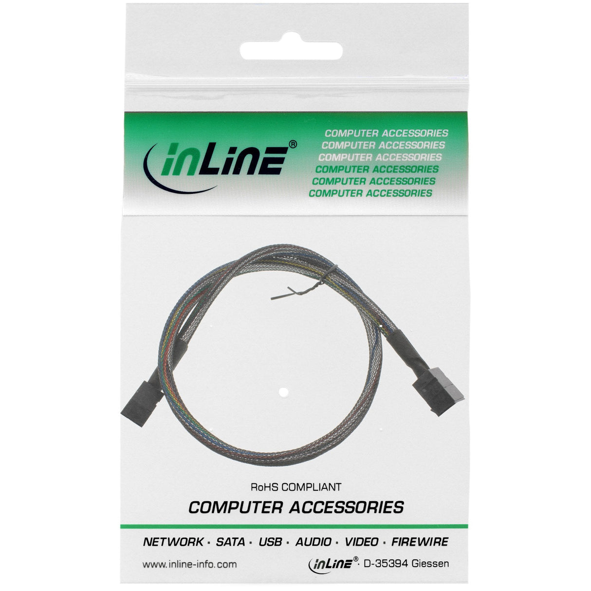 Cable Inline Mini Sas Hd Sff-8643 A Sff-8643 Con Banda Lateral De 1 M