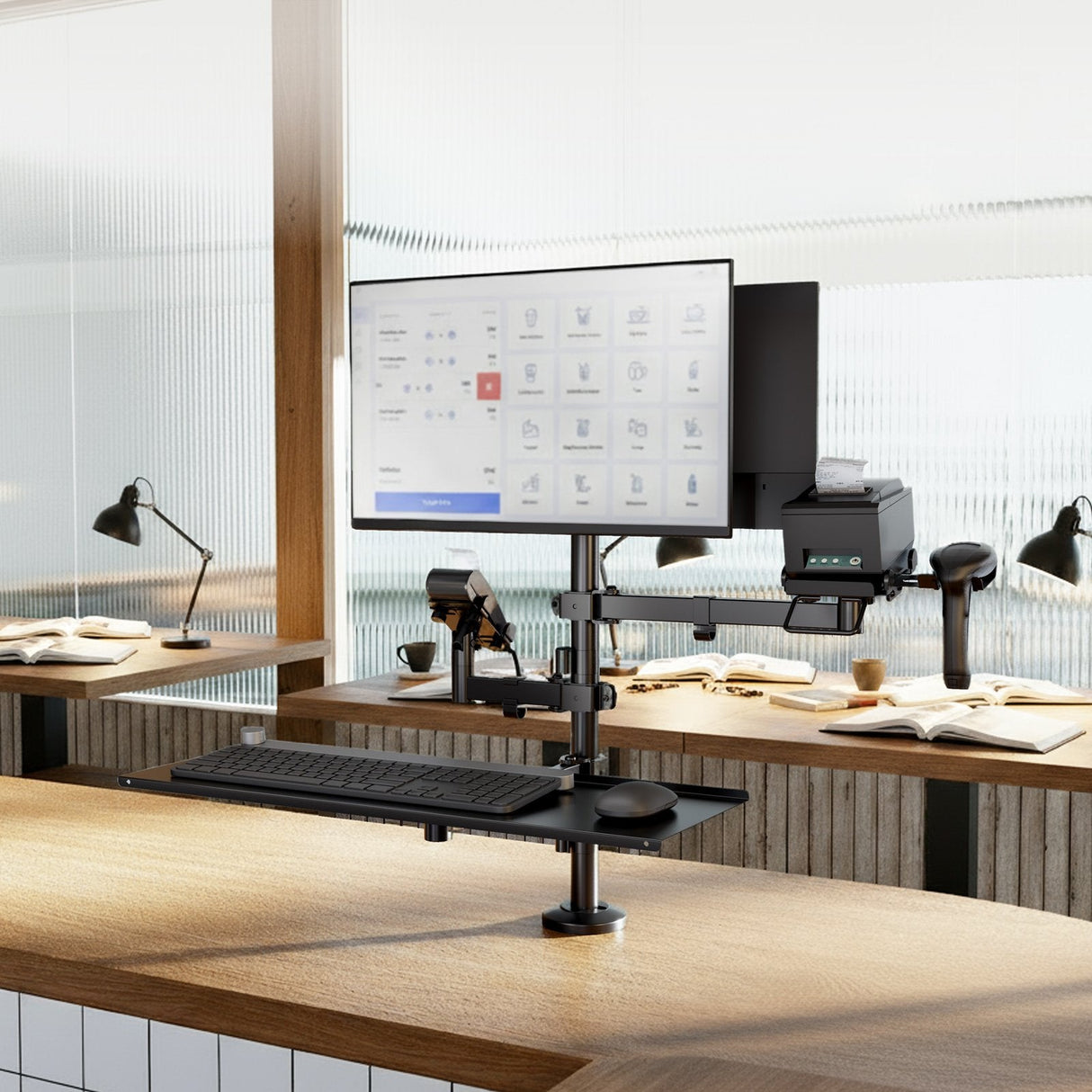 Soporte De Mesa Para Tpv 2 Monitores Tooq Tqpm0003 Giratorio Inclinable Rotatorio Hasta 9kg