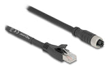 Delock M12 Cable X-Kodiert 8 Pin Buchse Zu Rj45 Stecker Cat.5e S Ftp Flexibel 10 M Schwarz
