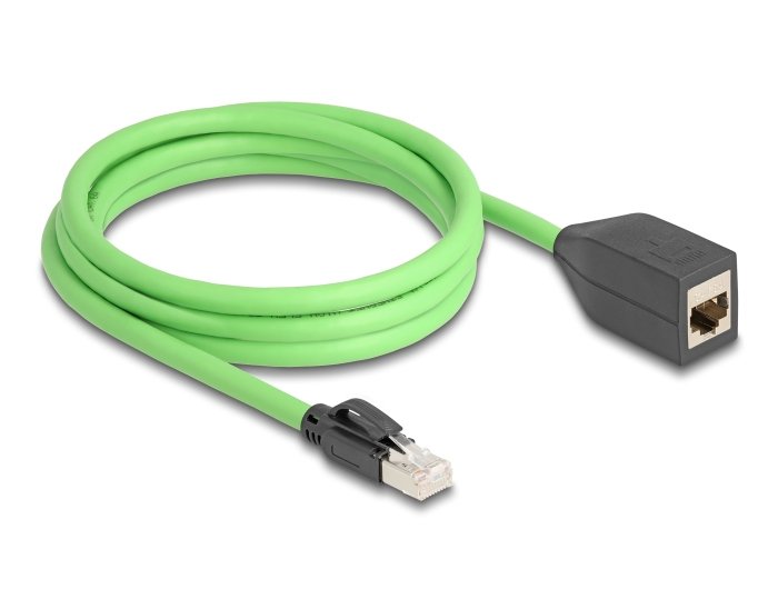 Delock 80881 Cable De Extensión De Red Rj45 Cat.6a Macho A Hembra Sf/Utp Adecuado Para Cadenas De Arrastre Pur (Tpu) 2 M Verde