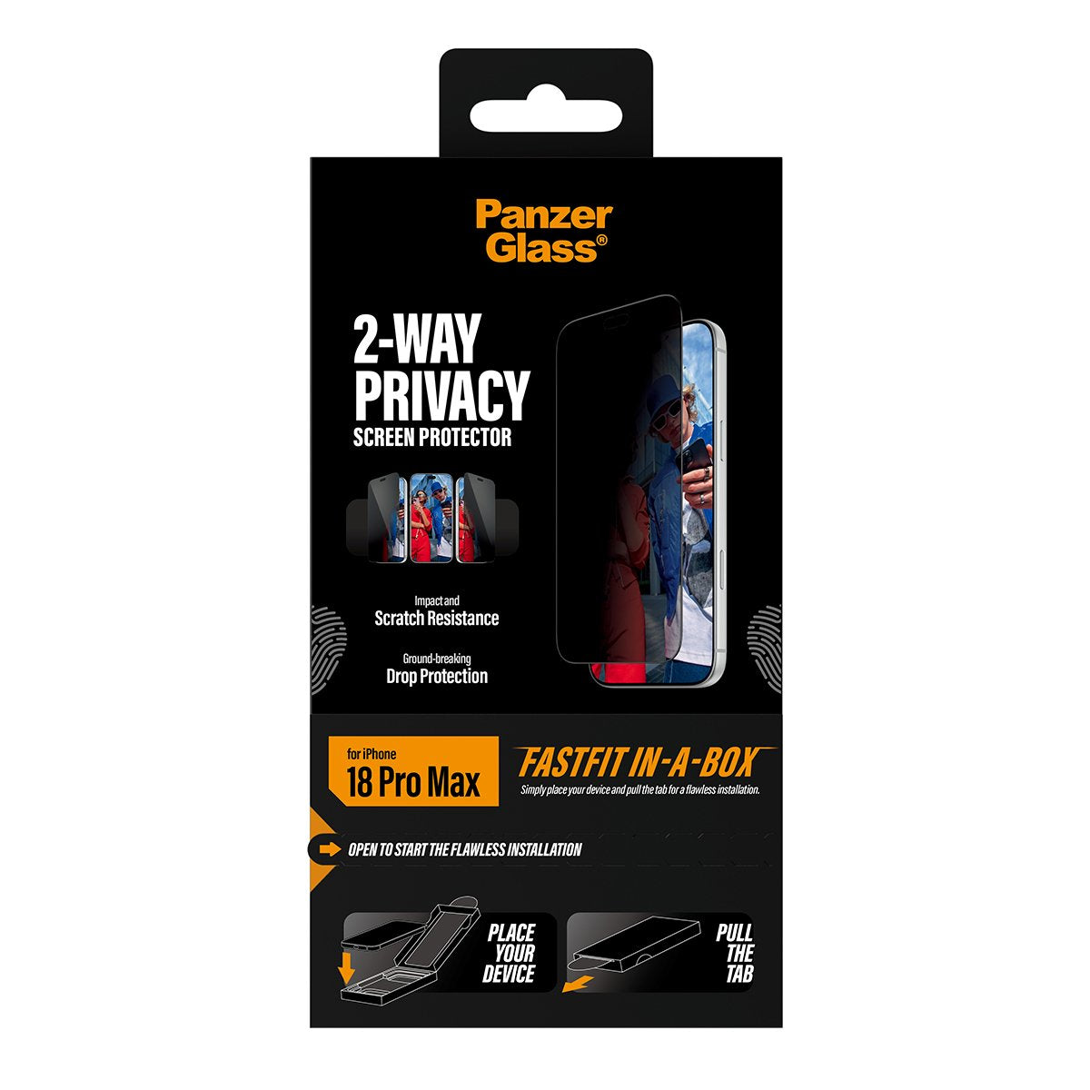 Panzerglass 2-Way Privacy 17/18 Pro Max Ultra Wide Fastfit Box