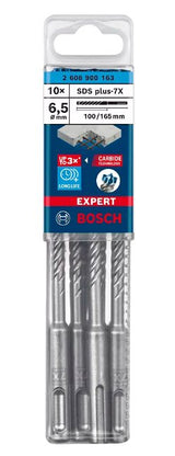 Taladro Percutor Bosch Expert Sds-Plus-7x, Ø 6,5 Mm, 10 Piezas (Longitud De Trabajo 100 Mm)  2608900163