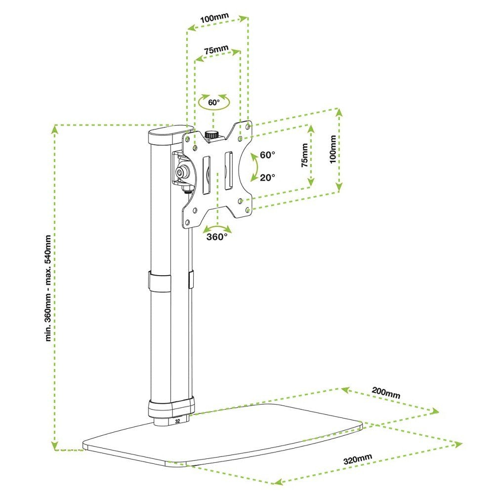 EAN 8051128102765 - Techly ICA-LCD 260 soporte para monitor 68,6 cm (27") Escritorio Blanco imagen 3