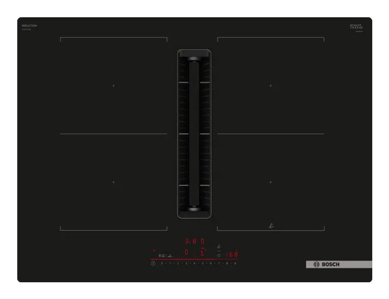 Bosch Home Pvq711h26e Serie 6, Placa De Cocina Autónoma Negra, 70 Cm, Con Campana Extractora Integrada, Home Connect Pvq711h26e