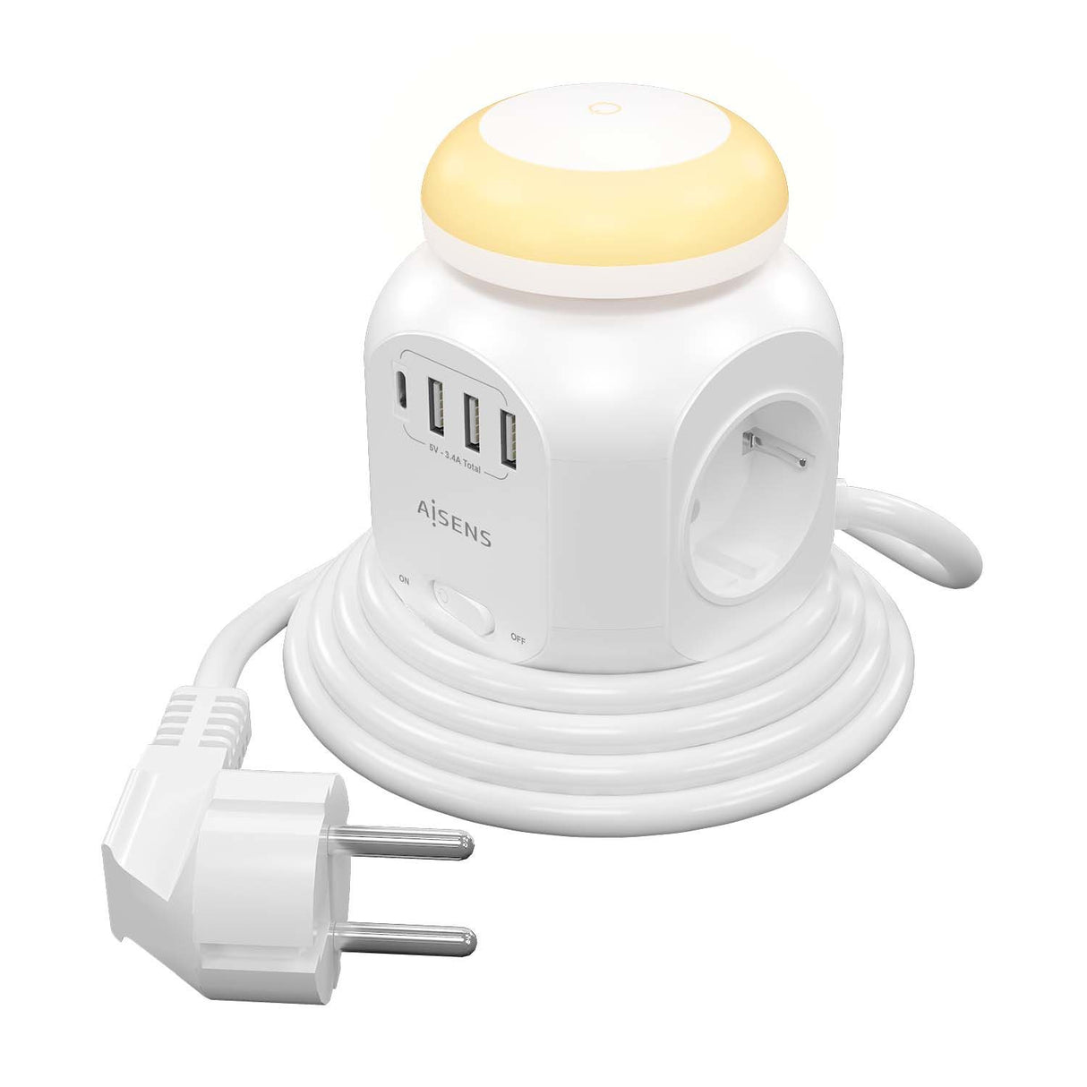 EAN 8436574709216 - AISENS ASPS-3A1CL01-W base múltiple 1,8 m 4 salidas AC Interior imagen 1