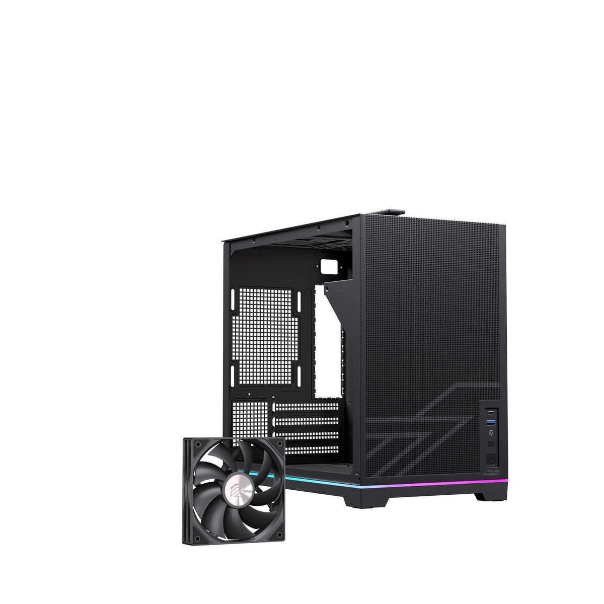 Caja Pc  Micro-Atx Semitorre Einarex Pm300 Core C-Templado Negra Excs-Pm-300c-B