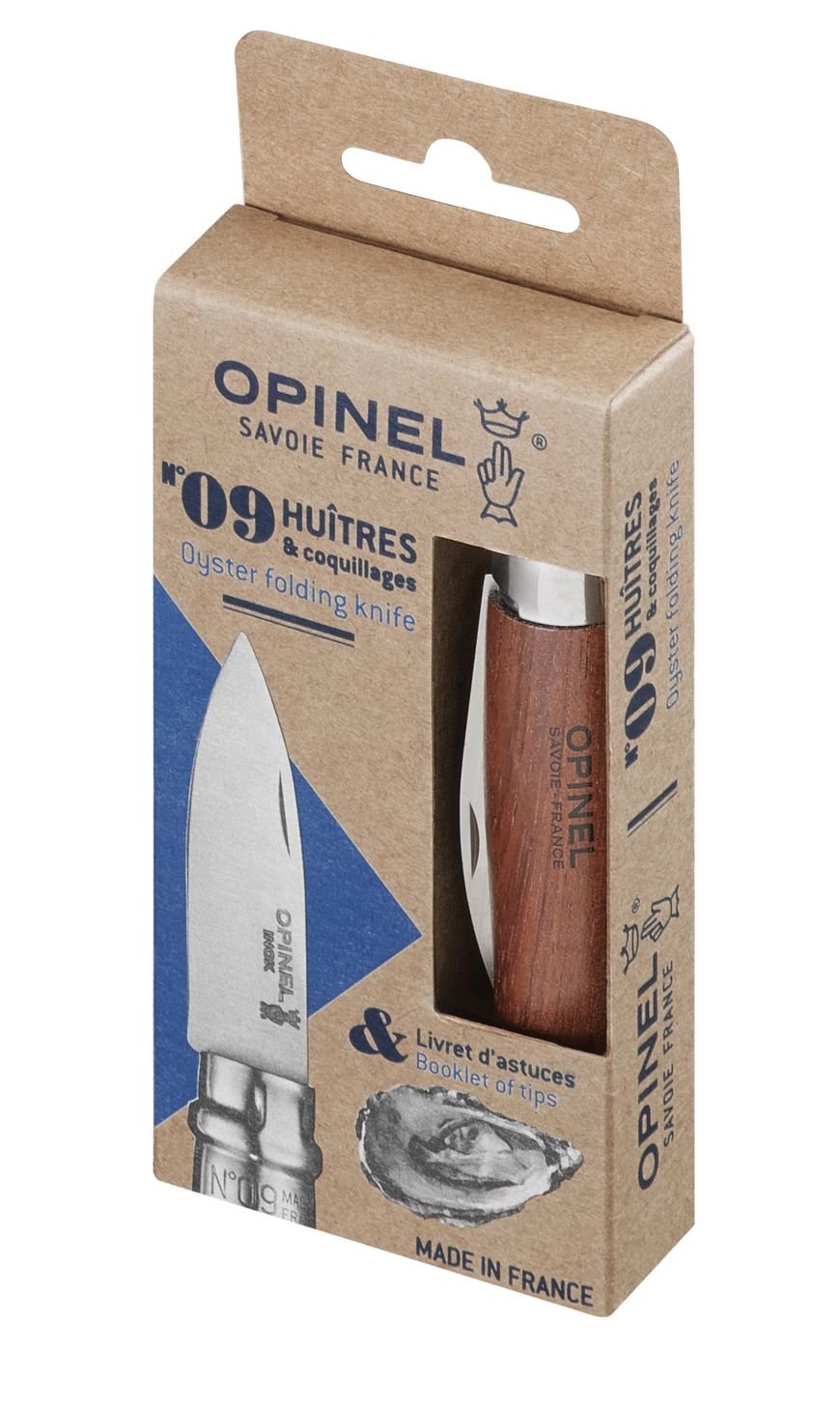 Opinel Cuchillo Para Apertura De Ostras, Mariscos Y Conchas En General, Con Mango De Bubinga, Barnizado Natural, No. 09