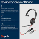Auriculares  Poly Blackwire 5210 Monaural Usb-C + Conector De 3,5 Mm + Adaptador Usb-C/A (Paquete)