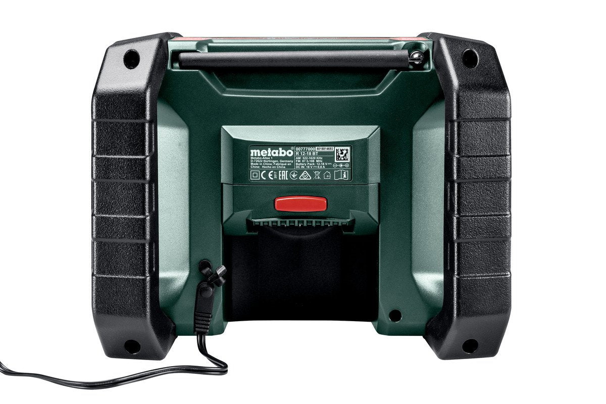 Metabo R 12-18 Dab+ Bt (600778850) Akku-Baustellenradio (Verde/Negro, Ukw, Dab+, Bluetooth, Ohne Akku Und Ladegerät) 600778850