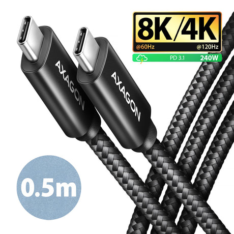EAN 8595247909404 - Axagon BUCM4X-CM05AB cable USB USB4 Gen 3x2 0,5 m USB C 40 Gbit/s 240 W Negro imagen 1
