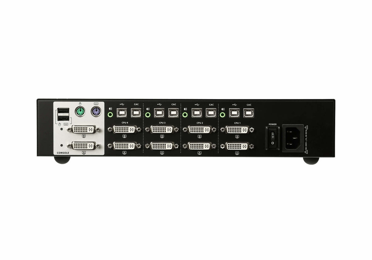 Aten Desktop Kvm 4-Puertos Usb Dvi Dual Display Seguro Kvm (Cs1144d-At-G) El Conmutador Kvm Seguro Pss Pp V3.0 De Aten (Cs1144d) Se Ha Diseñado Específicamente Para Cumplir Los Estrictos Requisitos De Seguridad De Las Instalaciones Seguras