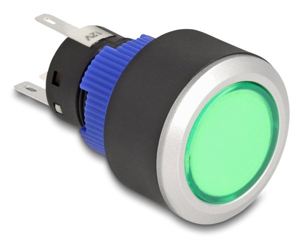 Drucktaster Zum Einbau 22 Mm 5 X Lötanschluss Taster Flach Kunststoff Led Grün