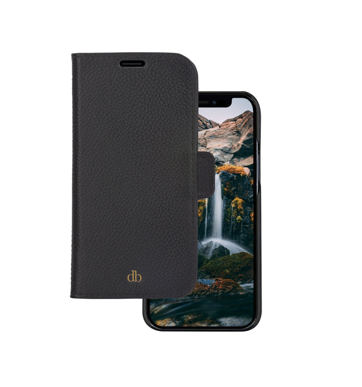 Dbramante1928 New York Funda Con Tapa Para Teléfono Móvil 2 En 1 Cuero Pebble De Grano Completo Negro Noche Para Apple Iphone 11 Xr